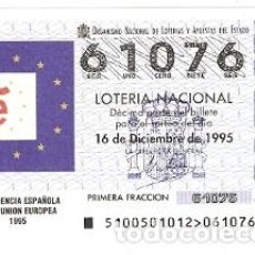 Lotería Nacional: DÉCIMO LOTERÍA. SORTEO Nº 100 DE 1995. PRESIDENCIA ESPAÑOLA EN LA UNIÓN EUROPEA. 9-95100. Lote 302646698