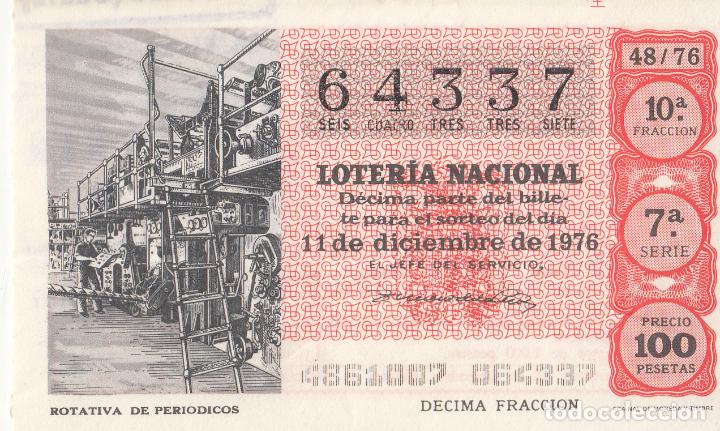 Loterie Nationale: D&Eacute;CIMO LOTER&Iacute;A NACIONAL. 11/12/76 SORTEO 48/76. INDIQUE EXPRESAMENTE SI DESEA ESTE N&Uacute;MERO.