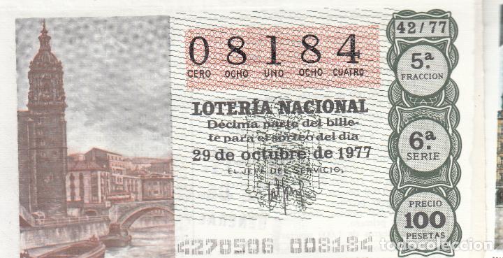 Loterie Nationale: D&Eacute;CIMO LOTER&Iacute;A NACIONAL. 29/10/77 SORTEO 42/77. SE ENVIAR&Aacute; UN N&Uacute;MERO DIFERENTE AL DE LA FOTO.