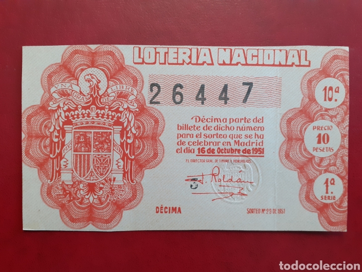 National Spanish Lottery: Loter&iacute;a Nacional 16 octubre 1951 sorteo 29