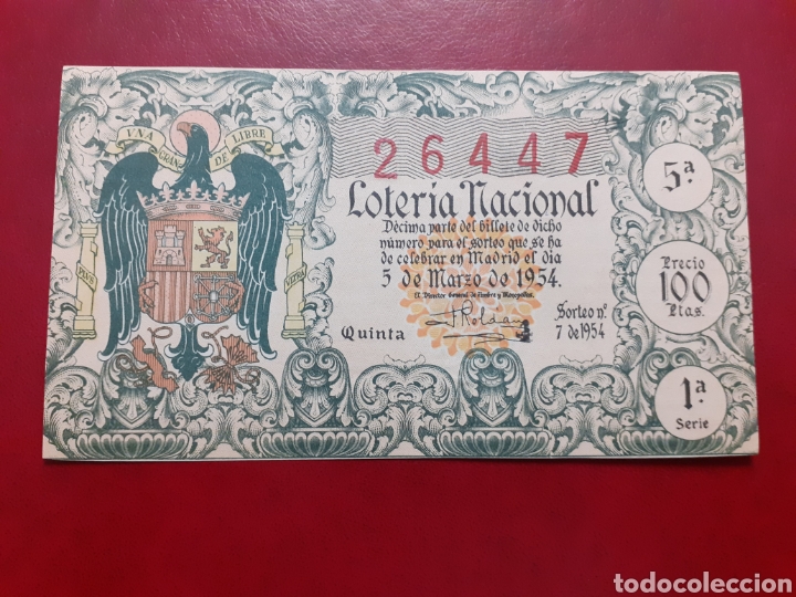 National Spanish Lottery: Loter&iacute;a Nacional 5 marzo 1954 sorteo 7