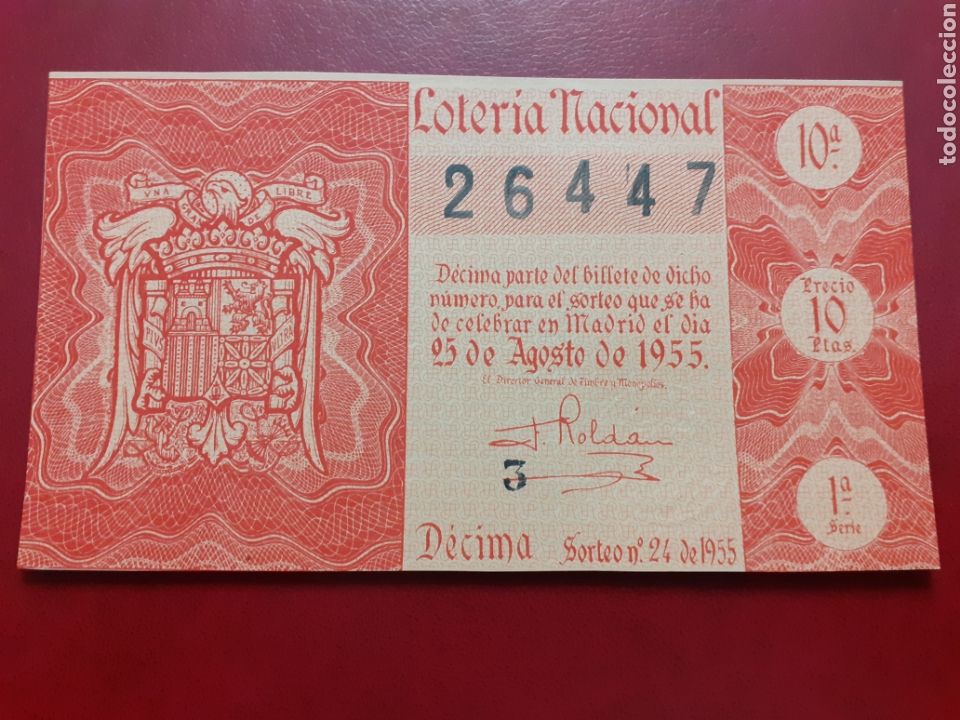 National Spanish Lottery: Loter&iacute;a Nacional 25 agosto 1955 sorteo 24