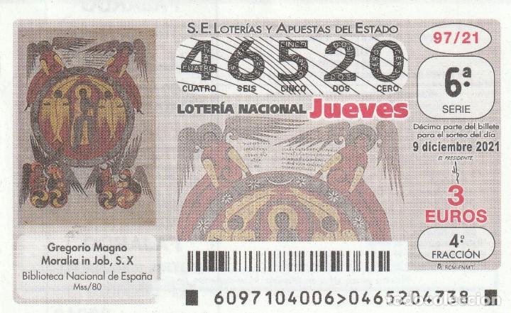 National Spanish Lottery: 1 DECIMO LOTERIA JUEVES 9 DICIEMBRE 2021 - 97/21 GREGORIO MAGNO MORALIA IN JOB BIBLIOTECA NACIONAL