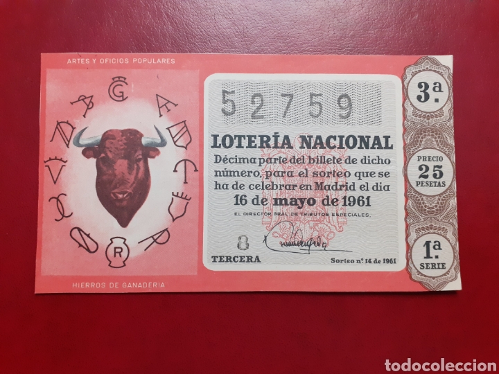Loter&iacute;a nacional: Loter&iacute;a Nacional 16 mayo 1961 sorteo 14