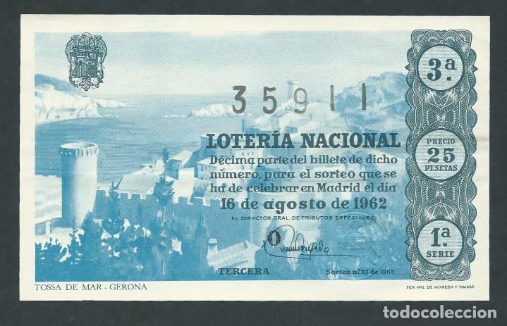 National Spanish Lottery: decimo loteria nacional 16 de agosto a&ntilde;o 1962 sorteo 23 tossa de mar