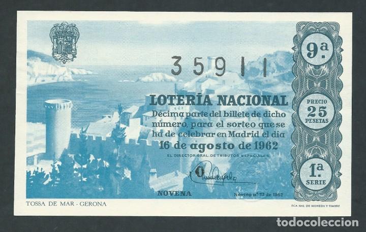 National Spanish Lottery: decimo loteria nacional 16 de agosto a&ntilde;o 1962 sorteo 23 tossa de mar