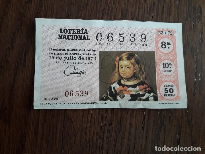 Loter&iacute;a nacional: d&eacute;cimo loter&iacute;a nacional de dia 15-07-72, Vel&aacute;zquez, La infanta Margarita. sorteo 23/72