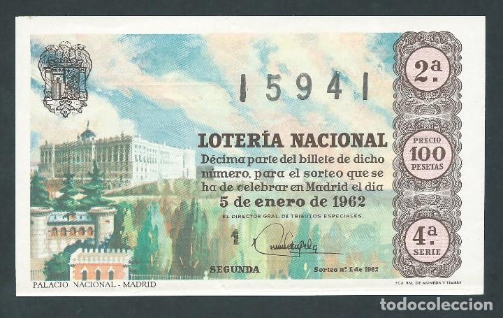 Nationale spanische Lotterie: decimo loteria nacional 5 de enero a&ntilde;o 1962 sorteo 1 palacio nacional madrid