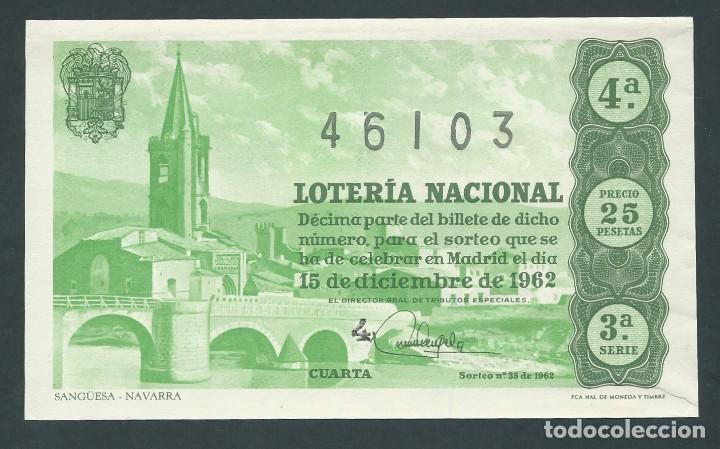 Loterie Nationale: decimo loteria nacional 15 de diciembre a&ntilde;o 1962 sorteo n 35 sang&uuml;esa navarra