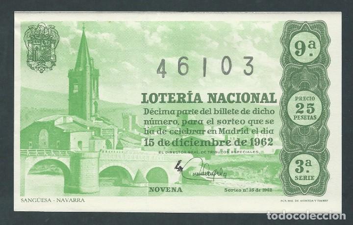 Loterie Nationale: decimo loteria nacional 15 de diciembre a&ntilde;o 1962 sorteo n 35 sang&uuml;esa navarra