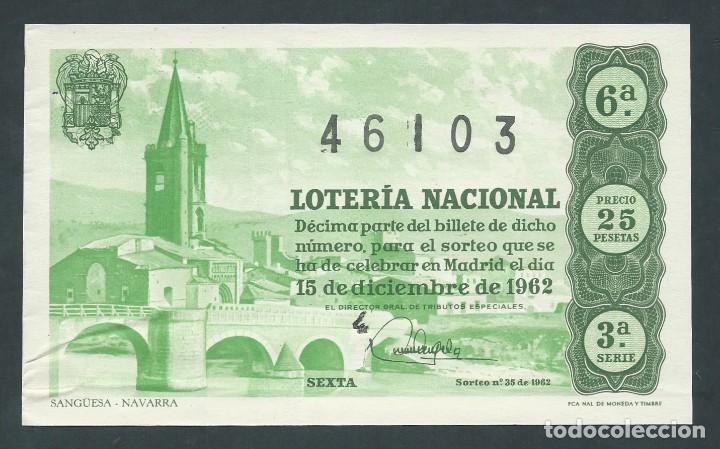 Loterie Nationale: decimo loteria nacional 15 de diciembre a&ntilde;o 1962 sorteo n 35 sang&uuml;esa navarra
