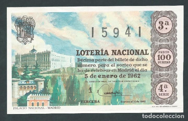Loterie Nationale: decimo loteria nacional 5 de enero a&ntilde;o 1962 sorteo 1 palacio nacional madrid