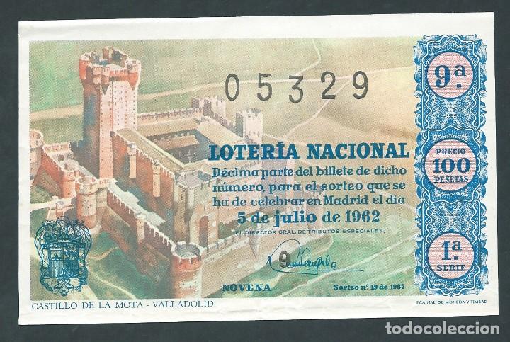 National Spanish Lottery: decimo loteria nacional 5 de julio a&ntilde;o 1962 sorteo n 19 castillo de la mota valladolid