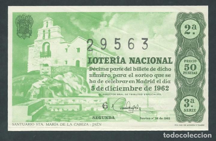 Loterie Nationale: decimo loteria nacional 5 diciembre a&ntilde;o 1962 sorteo n 34 santuario sta maria de la cabeza jaen