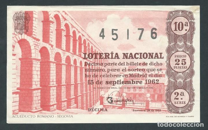 Loterie Nationale: decimo loteria nacional 15 septiembre a&ntilde;o 1962 sorteo 26 acueducto romano segovia