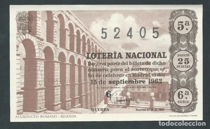 Loterie Nationale: decimo loteria nacional 15 septiembre a&ntilde;o 1962 sorteo 26 acueducto romano segovia