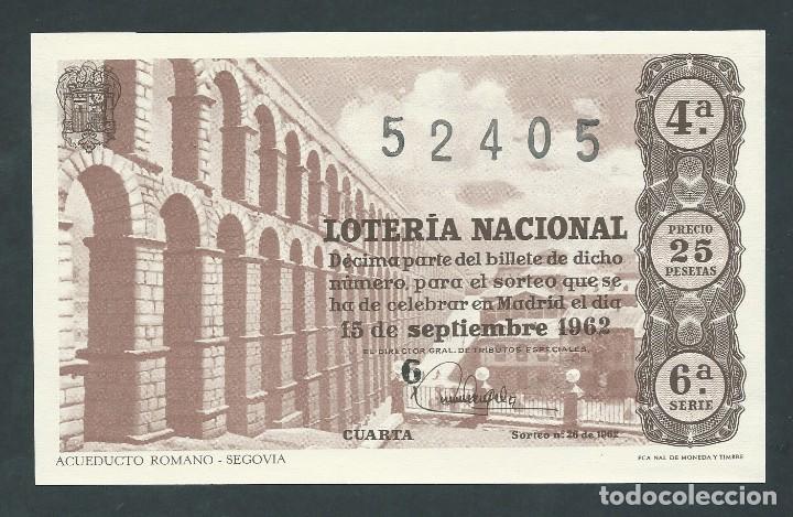 Loterie Nationale: decimo loteria nacional 15 septiembre a&ntilde;o 1962 sorteo 26 acueducto romano segovia