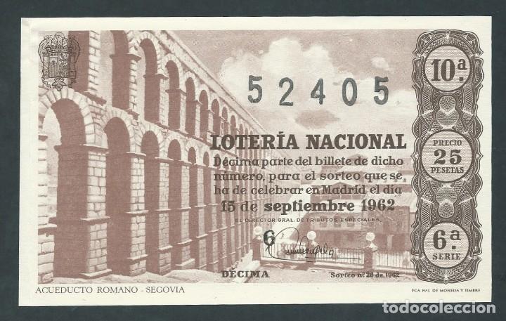 Loterie Nationale: decimo loteria nacional 15 septiembre a&ntilde;o 1962 sorteo 26 acueducto romano segovia