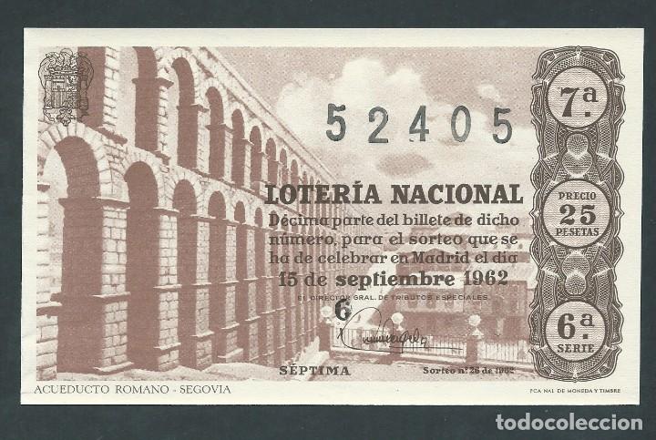 Loterie Nationale: decimo loteria nacional 15 septiembre a&ntilde;o 1962 sorteo 26 acueducto romano segovia
