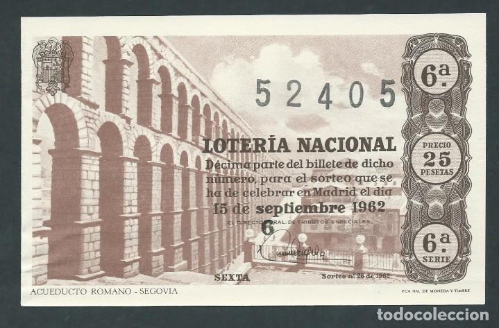 Loterie Nationale: decimo loteria nacional 15 septiembre a&ntilde;o 1962 sorteo 26 acueducto romano segovia
