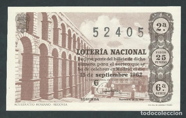 Loterie Nationale: decimo loteria nacional 15 septiembre a&ntilde;o 1962 sorteo 26 acueducto romano segovia
