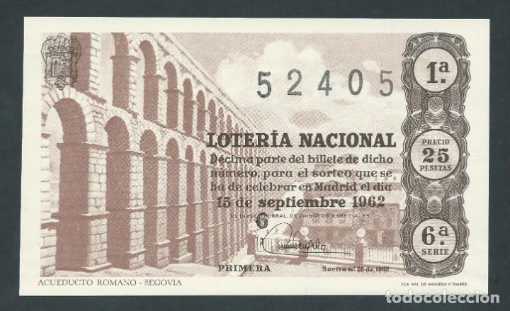 Loterie Nationale: decimo loteria nacional 15 septiembre a&ntilde;o 1962 sorteo 26 acueducto romano segovia