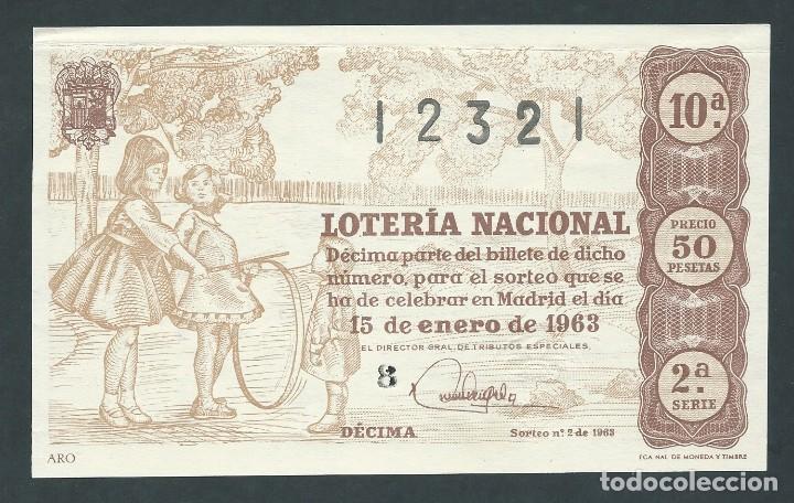 National Spanish Lottery: decimo loteria nacional 15 de enero a&ntilde;o 1963 sorteo n 2 aro