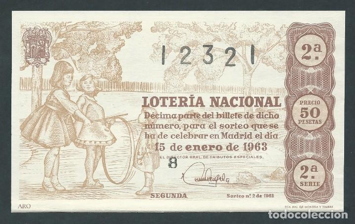 National Spanish Lottery: decimo loteria nacional 15 de enero a&ntilde;o 1963 sorteo n 2 aro