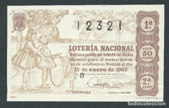 National Spanish Lottery: decimo loteria nacional 15 de enero a&ntilde;o 1963 sorteo n 2 aro