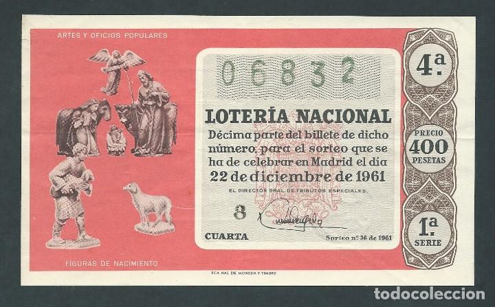Nationale spanische Lotterie: decimo loteria nacional 22 diciembre a&ntilde;o 1961 sorteo numero 36 figuras de nacimiento