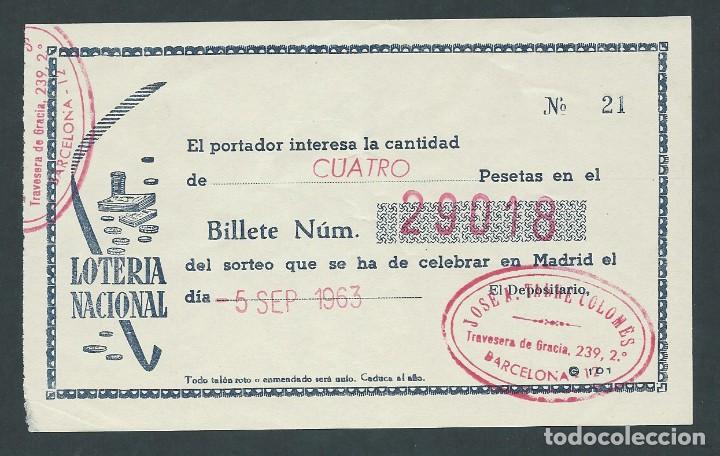 National Spanish Lottery: participacion loteria nacional 5 septiembre de 1963 n 29018 jose a. tarre colomes barcelona