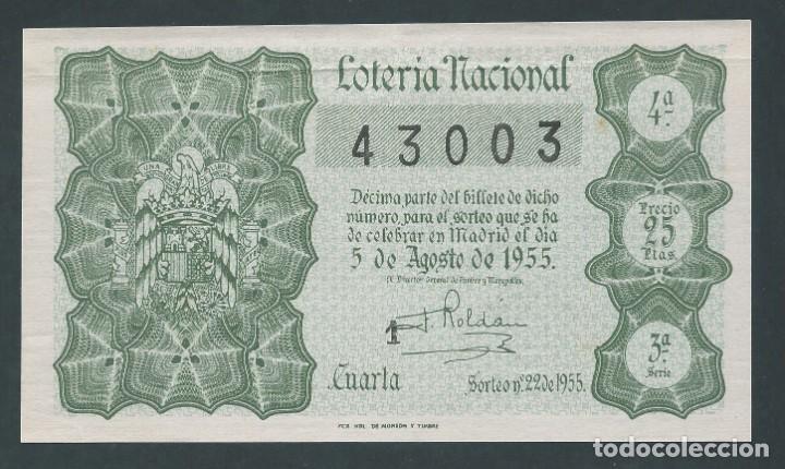 National Spanish Lottery: decimo loteria nacional a&ntilde;o 1955 sorteo n 22