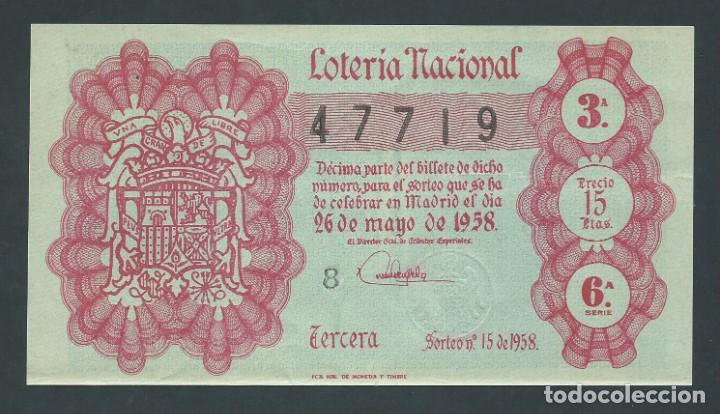 National Spanish Lottery: decimo loteria nacional a&ntilde;o 1958 sorteo n 15