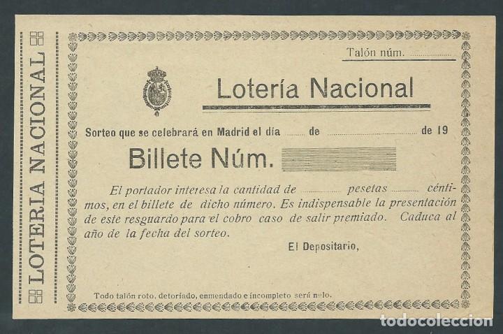 National Spanish Lottery: PARTICIPACION LOTERIA NACIONAL SIN ESCRIBIR CON ESCUDO EPOCA ALFONSO XIII A&Ntilde;OS 20