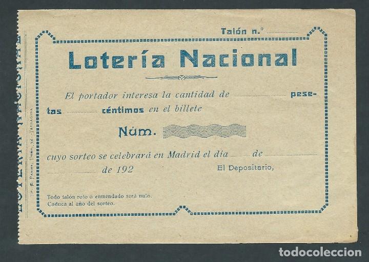 National Spanish Lottery: PARTICIPACION LOTERIA NACIONAL A&Ntilde;OS 20 SIN ESCRIBIR E PAMIES TARRAGONA 1920