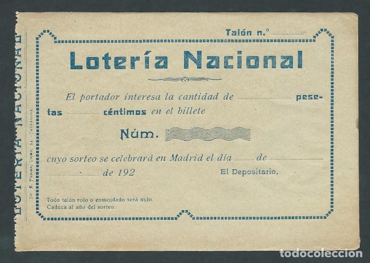 National Spanish Lottery: PARTICIPACION LOTERIA NACIONAL A&Ntilde;OS 20 SIN ESCRIBIR E PAMIES TARRAGONA 1920