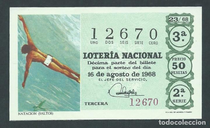 National Spanish Lottery: decimo loteria nacional 16 de agosto a&ntilde;o 1968 sorteo 23 natacion (saltos)