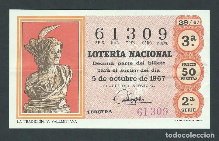 National Spanish Lottery: decimo loteria nacional 5 de octubre de 1967 sorteo 28 la tradicion v. vallmitjana