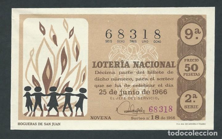 Nationale spanische Lotterie: decimo loteria nacional 25 de junio a&ntilde;o 1966 sorteo 18 hogueras de san juan
