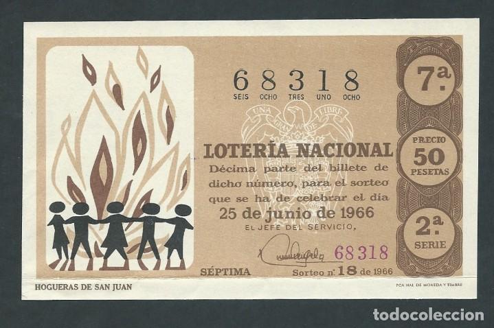 Nationale spanische Lotterie: decimo loteria nacional 25 de junio a&ntilde;o 1966 sorteo 18 hogueras de san juan