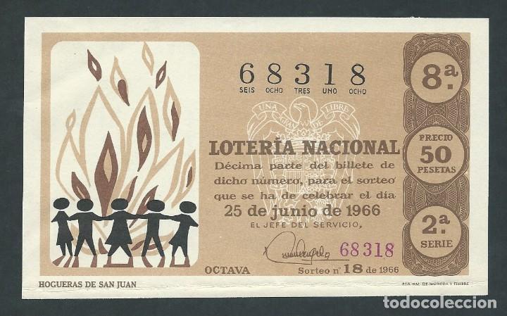Nationale spanische Lotterie: decimo loteria nacional 25 de junio a&ntilde;o 1966 sorteo 18 hogueras de san juan