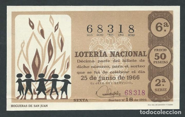 Nationale spanische Lotterie: decimo loteria nacional 25 de junio a&ntilde;o 1966 sorteo 18 hogueras de san juan