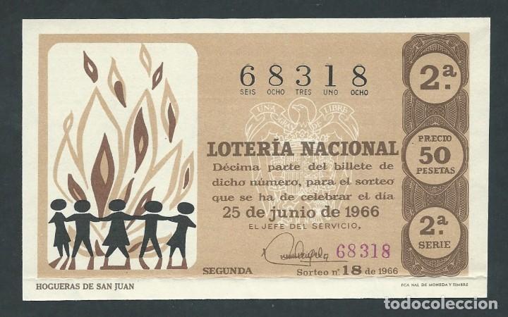 Nationale spanische Lotterie: decimo loteria nacional 25 de junio a&ntilde;o 1966 sorteo 18 hogueras de san juan