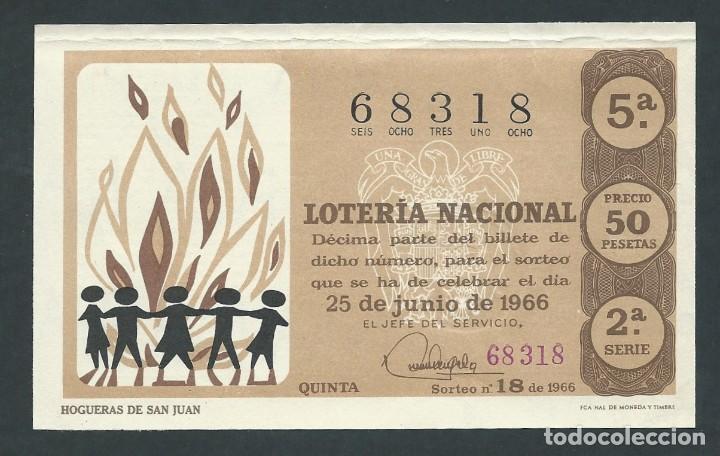 Nationale spanische Lotterie: decimo loteria nacional 25 de junio a&ntilde;o 1966 sorteo 18 hogueras de san juan