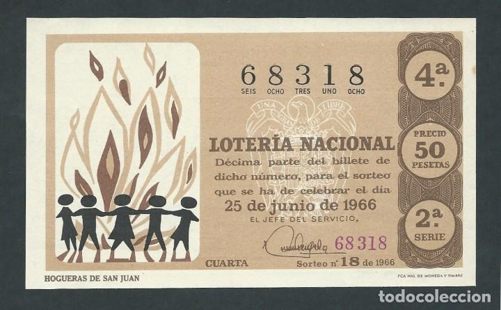 Nationale spanische Lotterie: decimo loteria nacional 25 de junio a&ntilde;o 1966 sorteo 18 hogueras de san juan