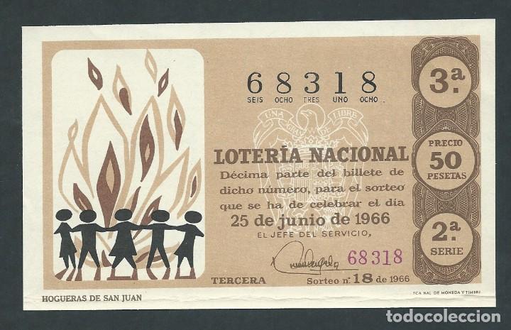 Nationale spanische Lotterie: decimo loteria nacional 25 de junio a&ntilde;o 1966 sorteo 18 hogueras de san juan