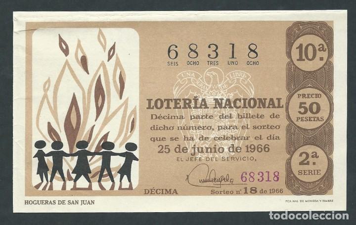 Nationale spanische Lotterie: decimo loteria nacional 25 de junio a&ntilde;o 1966 sorteo 18 hogueras de san juan