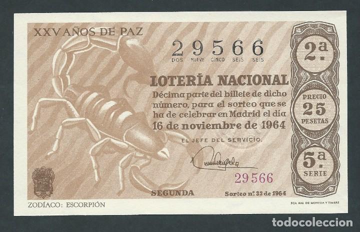 National Spanish Lottery: decimo loteria nacional 16 de noviembre a&ntilde;o 1964 sorteo 32 zodiaco escorpion