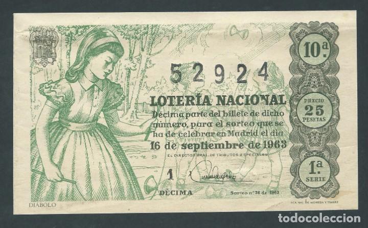 National Spanish Lottery: decimo loteria nacional 16 de septiembre a&ntilde;o 1963 sorteo n 26 diabolo