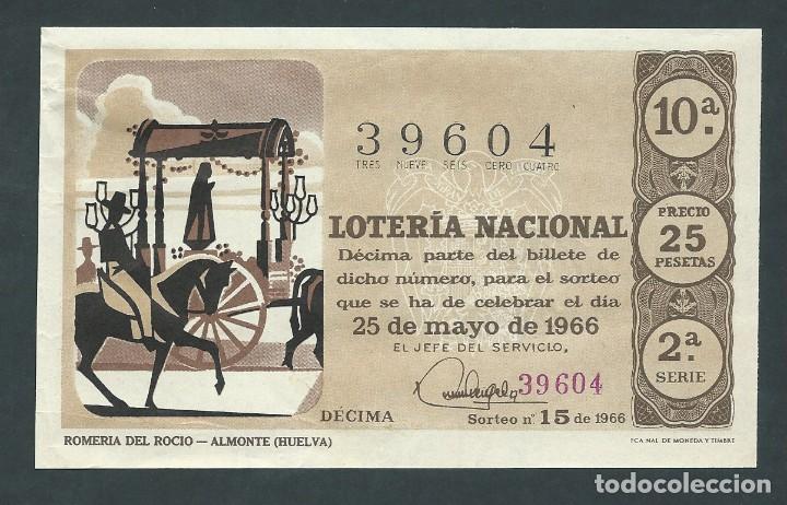 Nationale spanische Lotterie: decimo loteria nacional 25 de mayo a&ntilde;o 1966 sorteo 15 romeria del rocio almonte huelva